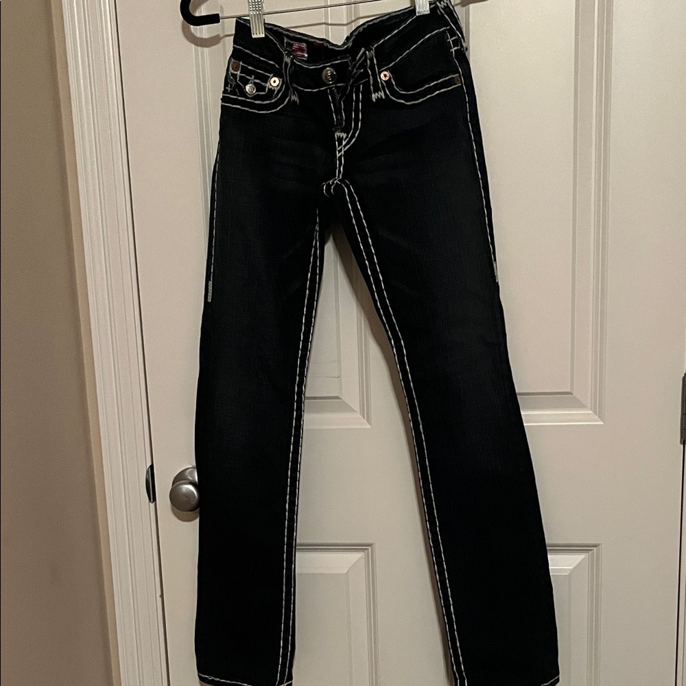 True Religion Women's Black Straight Leg Jeans